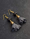 Single Blue Pottery Bead Earrings With Satin Funda